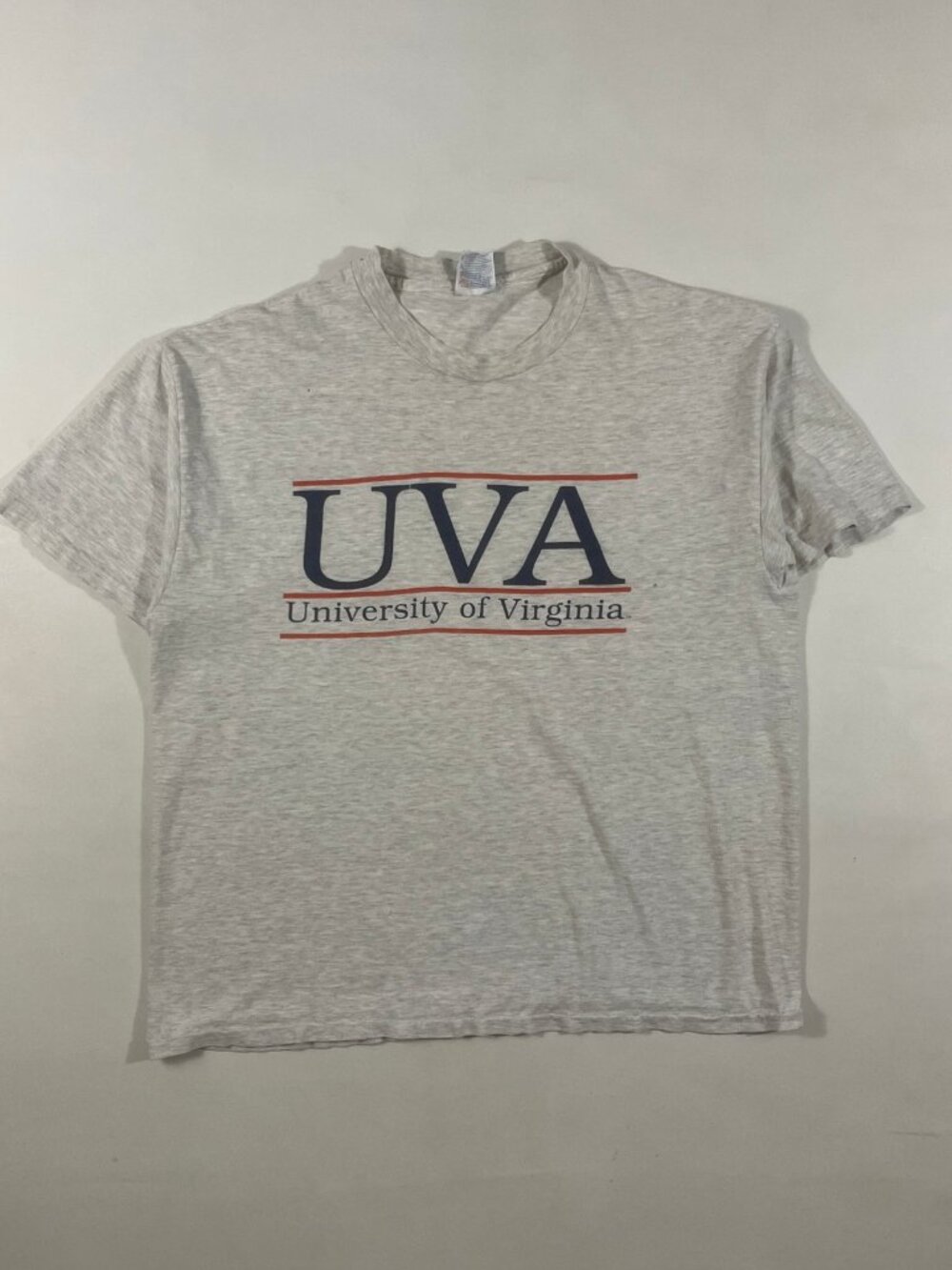 Vintage 90s UVA University of Virginia Heather Gray Collegiate Tee XL Hanes USA